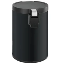 PROREGAL Runder Treteimer Mit Kunststoffdeckel Mit Edelstahlakzenten 20 Liter HxØ 45,5 x 29,2,6 cm Schwarz