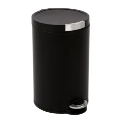 PROREGAL Runder Treteimer Mit Kunststoffdeckel Mit Edelstahlakzenten 20 Liter HxØ 45,5 x 29,2,6 cm Schwarz