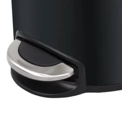 PROREGAL Runder Treteimer Mit Kunststoffdeckel Mit Edelstahlakzenten 12 Liter HxØ 40 x 25 cm Schwarz