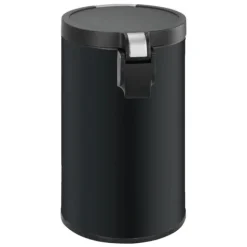 PROREGAL Runder Treteimer Mit Kunststoffdeckel Mit Edelstahlakzenten 12 Liter HxØ 40 x 25 cm Schwarz