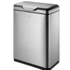 PROREGAL Schöner Abfalleimer Aus Gebürstetem Edelstahl Mit Breiter Touch Öffnung 40 Liter HxBxT 67,4 x 28 x 46 cm Silber