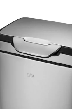 PROREGAL Schöner Abfalleimer Aus Gebürstetem Edelstahl Mit Breiter Touch Öffnung 40 Liter HxBxT 67,4 x 28 x 46 cm Silber
