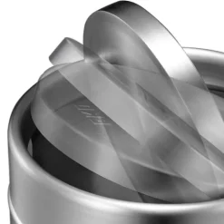 PROREGAL Schön Geformter Tischabfallbehälter Mit FlachschwIngdeckel 1,5 Liter HxØ 13,8 x 12 cm Edelstahl & Silber