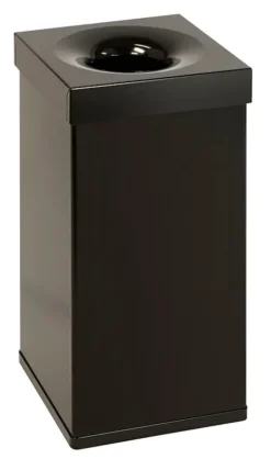 PROREGAL Selbstlöschender Eckiger Abfallsammler Aus AlumInium 55 Liter HxBxT 60 x 30 x 30 cm Schwarz