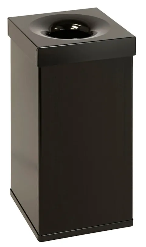 PROREGAL Selbstlöschender Eckiger Abfallsammler Aus AlumInium 55 Liter HxBxT 60 x 30 x 30 cm Schwarz
