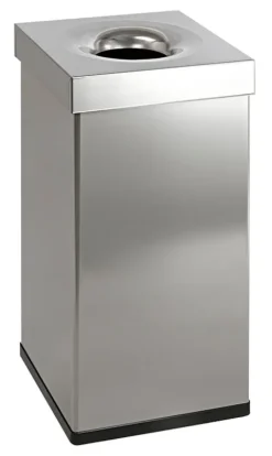 PROREGAL Selbstlöschender Eckiger Abfallsammler Aus Edelstahl 55 Liter HxBxT 60 x 30 x 30 cm Silber