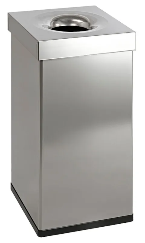 PROREGAL Selbstlöschender Eckiger Abfallsammler Aus Edelstahl 55 Liter HxBxT 60 x 30 x 30 cm Silber