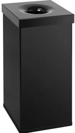 PROREGAL Selbstlöschender Eckiger Abfallsammler Aus AlumInium 110 Liter HxBxT 76,5 x 37 x 37 cm Schwarz