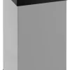 PROREGAL Selbstlöschender Eckiger Abfallsammler Aus AlumInium 55 Liter HxBxT 60 x 30 x 30 cm Alu Grau& Kopfteil Schwarz