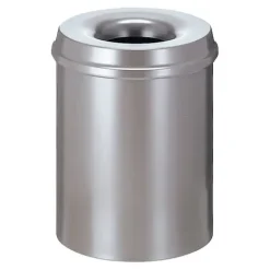 PROREGAL Selbstlöschender Papierkorb & Abfallsammler Aus Metall 15 Liter HxØ 36 x 26 cm Silber