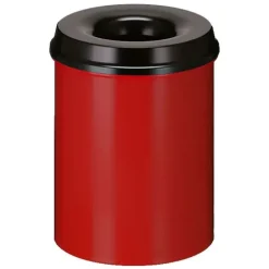 PROREGAL Selbstlöschender Papierkorb & Abfallsammler Aus Metall 15 Liter HxØ 36 x 26 cm Rot & Kopfteil Schwarz