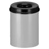 PROREGAL Selbstlöschender Papierkorb & Abfallsammler Aus Metall 15 Liter HxØ 36 x 26 cm Alu Grau & Kopfteil Schwarz