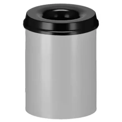 PROREGAL Selbstlöschender Papierkorb & Abfallsammler Aus Metall 15 Liter HxØ 36 x 26 cm Alu Grau & Kopfteil Schwarz