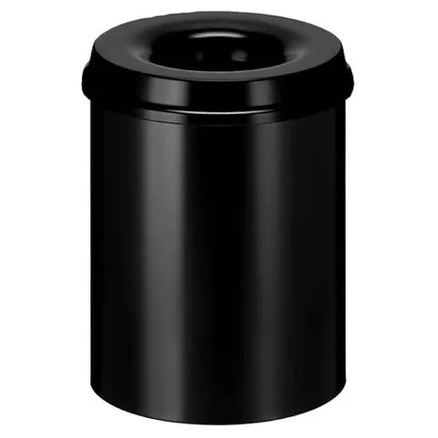 PROREGAL Selbstlöschender Papierkorb & Abfallsammler Aus Metall 15 Liter HxØ 36 x 26 cm Schwarz