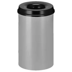 PROREGAL Selbstlöschender Papierkorb & Abfallsammler Aus Metall 20 Liter HxØ 42,6 x 26 cm Alu Grau& Kopfteil Schwarz