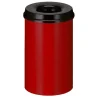 PROREGAL Selbstlöschender Papierkorb & Abfallsammler Aus Metall 20 Liter HxØ 42,6 x 26 cm Rot & Kopfteil Schwarz