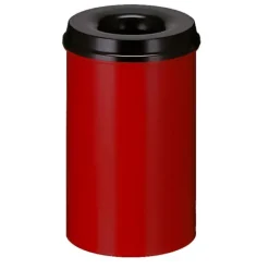 PROREGAL Selbstlöschender Papierkorb & Abfallsammler Aus Metall 20 Liter HxØ 42,6 x 26 cm Rot & Kopfteil Schwarz