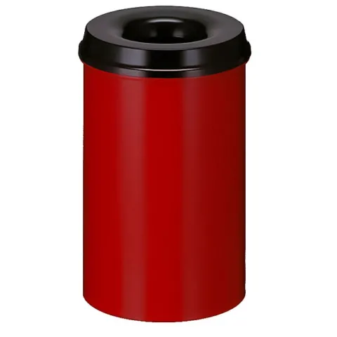 PROREGAL Selbstlöschender Papierkorb & Abfallsammler Aus Metall 20 Liter HxØ 42,6 x 26 cm Rot & Kopfteil Schwarz
