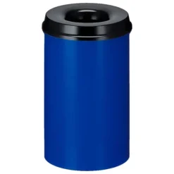 PROREGAL Selbstlöschender Papierkorb & Abfallsammler Aus Metall 20 Liter HxØ 42,6 x 26 cm Blau & Kopfteil Schwarz