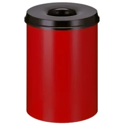 PROREGAL Selbstlöschender Papierkorb & Abfallsammler Aus Metall 30 Liter HxØ 47 x 33,5 cm Rot & Kopfteil Schwarz