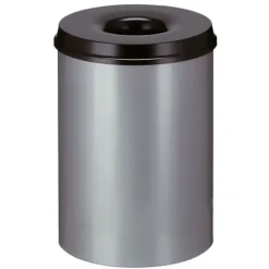 PROREGAL Selbstlöschender Papierkorb & Abfallsammler Aus Metall 30 Liter HxØ 47 x 33,5 cm Alu Grau & Kopfteil Schwarz