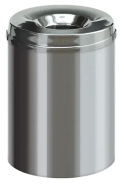 PROREGAL Selbstlöschender Papierkorb & Abfallsammler Aus Edelstahl 15 Liter HxØ 36 x 25,5 cm Silber