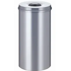 PROREGAL Selbstlöschender Papierkorb & Abfallsammler Aus Metall 50 Liter HxØ 63 x 33,5 cm Silber