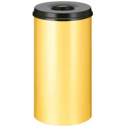 PROREGAL Selbstlöschender Papierkorb & Abfallsammler Aus Metall 50 Liter HxØ 63 x 33,5 cm Gelb & Kopfteil Schwarz