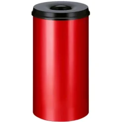 PROREGAL Selbstlöschender Papierkorb & Abfallsammler Aus Metall 50 Liter HxØ 63 x 33,5 cm Rot & Kopfteil Schwarz