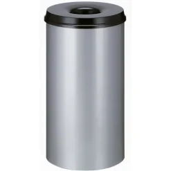 PROREGAL Selbstlöschender Papierkorb & Abfallsammler Aus Metall 50 Liter HxØ 63 x 33,5 cm Alu Grau & Kopfteil Schwarz