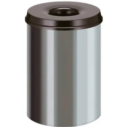 PROREGAL Selbstlöschender Papierkorb & Abfallsammler Aus Edelstahl 30 Liter HxØ 47 x 33,5 cm Silber& Kopfteil Schwarz