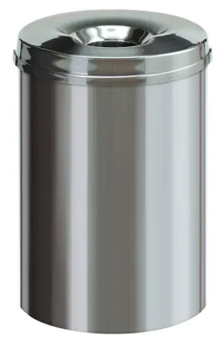 PROREGAL Selbstlöschender Papierkorb & Abfallsammler Aus Edelstahl 30 Liter HxØ 47 x 33,5 cm Silber