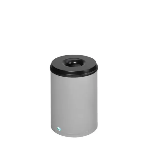 PROREGAL Selbstlöschender Papierkorb 50 Liter HxBxT 53 x 37 x 37 cm Verzinkter Stahl Silber