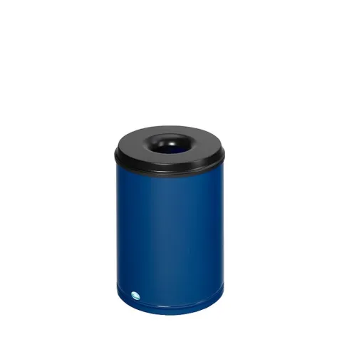 PROREGAL Selbstlöschender Papierkorb 50 Liter HxBxT 53 x 37 x 37 cm Verzinkter Stahl Blau