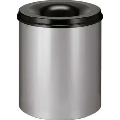 PROREGAL Selbstlöschender Papierkorb & Abfallsammler Aus Metall 80 Liter HxØ 54 x 47 cm Alu Grau & Kopfteil Schwarz