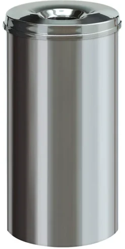 PROREGAL Selbstlöschender Papierkorb & Abfallsammler Aus Edelstahl 50 Liter HxØ 62,5 x 33,5 cm Silber