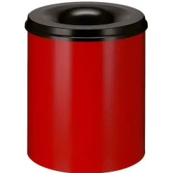 PROREGAL Selbstlöschender Papierkorb & Abfallsammler Aus Metall 80 Liter HxØ 54 x 47 cm Rot & Kopfteil Schwarz