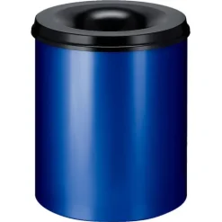 PROREGAL Selbstlöschender Papierkorb & Abfallsammler Aus Metall 80 Liter HxØ 54 x 47 cm Blau& Kopfteil Schwarz