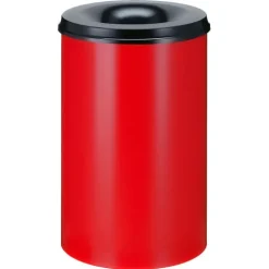 PROREGAL Selbstlöschender Papierkorb & Abfallsammler Aus Metall 110 Liter HxØ 72 x 47 cm Rot & Kopfteil Schwarz