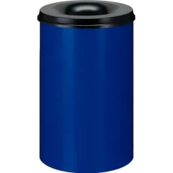 PROREGAL Selbstlöschender Papierkorb & Abfallsammler Aus Metall 110 Liter HxØ 72 x 47 cm Blau & Kopfteil Schwarz