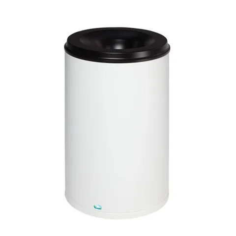 PROREGAL Selbstlöschender Papierkorb 110 Liter HxBxT 75 x 46,5 x 46,5 cm Verzinkter Stahl Weiß