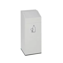 PROREGAL Selbstlöschender Wertstoffsammler Glas 47 Liter HxBxT 79 x 32 x 32 cm Verzinkter Stahl Weiß