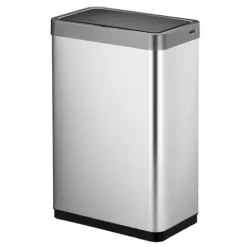 PROREGAL Sensor Abfallbehälter Aus Mattem Edelstahl 47 Liter HxBxT 64,8 x 47 x 28 cm Automatische Öffnung&Schließung Silber