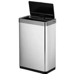 PROREGAL Sensor Abfallbehälter Aus Mattem Edelstahl 47 Liter HxBxT 64,8 x 47 x 28 cm Automatische Öffnung&Schließung Silber