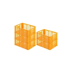PROREGAL SparSet 5x Eurobehälter Bäcker- und Konditorenkasten HxBxT 25 x 40 x 60 49 Liter Gelb-Orange Brötchenkiste stapelbare Bäckerkiste