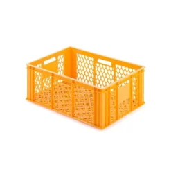 PROREGAL SparSet 5x Eurobehälter Bäcker- und Konditorenkasten HxBxT 25 x 40 x 60 49 Liter Gelb-Orange Brötchenkiste stapelbare Bäckerkiste