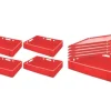 PROREGAL SparSet 5 x Eurobehälter Fleischerkasten E1 Mit Auflagedeckel HxBxT 12,5 x 40 x 60 cm 25 Liter Rot Fleischerkiste Fleischkiste