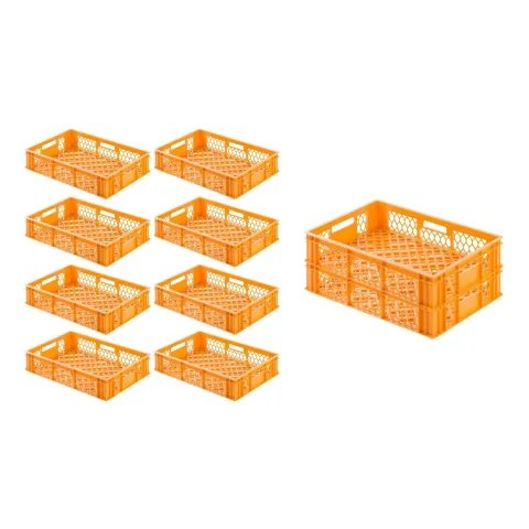 PROREGAL SparSet 10x Eurobehälter Bäcker- und Konditorenkasten HxBxT 13 x 40 x 60 24 Liter Gelb-Orange Brötchenkiste stapelbare Bäckerkiste