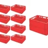 PROREGAL SparSet 10x Eurobehälter Fleischerkasten E2 HxBxT 20 x 40 x 60 cm 41 Liter Rot Fleischerkiste Fleischkiste Metzgerkiste Fleischbehälter