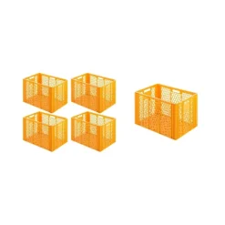 PROREGAL SparSet 5 x Eurobehälter Bäcker- und Konditorenkasten HxBxT 42,1 x 40 x 60 85 Liter Gelb-Orange Brötchenkiste Sstapelbare Bäckerkiste
